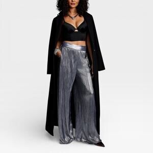 Jessica Simpson Adaeze Wide Leg Pants Women’s 3X Silver Metallic NWT $89